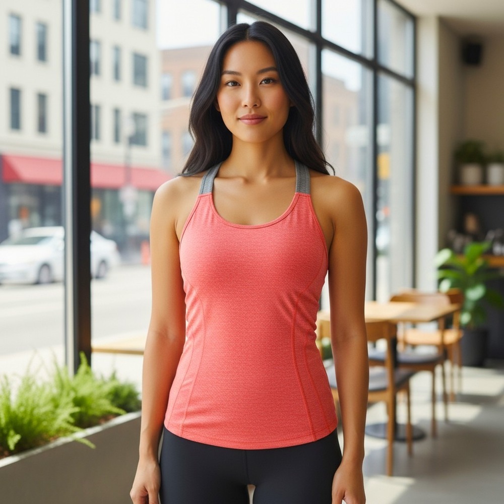 MPG Pink Orange Gray Racerback Sports Activewear Support Bra Tank‎ Top Small